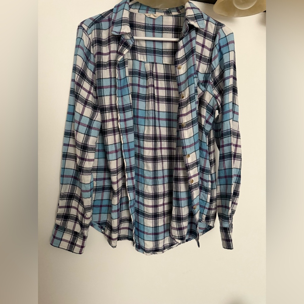 Aeropostale Blue and Purple Plaid Shirt